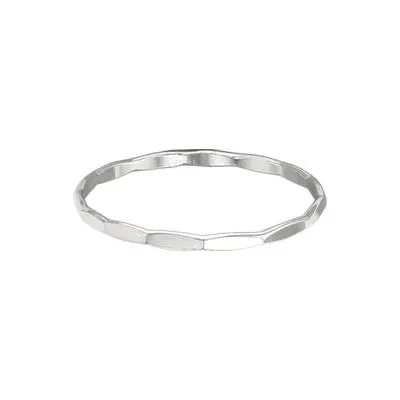 Sterling Silver Flat Hammered Ring Size 7