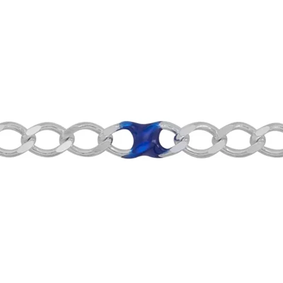 Sterling Silver Dark Blue Enamel Curb Chain Footage