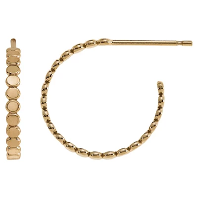 Gold-Filled 15mm Beaded Hoop Post Earrings