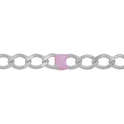 Sterling Silver Light Purple Enamel Curb Chain Footage