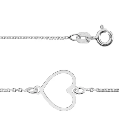 Sterling Silver 18 Inch Heart Accent Chain Necklace