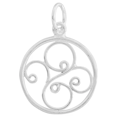 Sterling Silver Round Scrollwork Charm