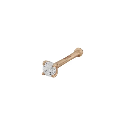 14k Gold Prong CZ Ball End Nose Stud