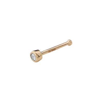 14k Gold Bezel CZ Ball End Nose Stud