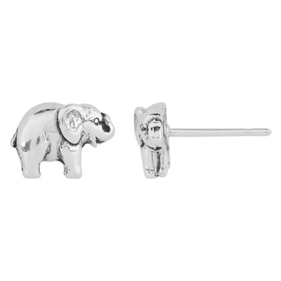 Sterling Silver Tiny Elephant Post Earrings