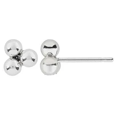 Sterling Silver 3-Ball Post Earrings