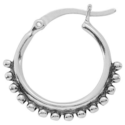 Sterling Silver Bali Style Round Hinged Hoop Earrings