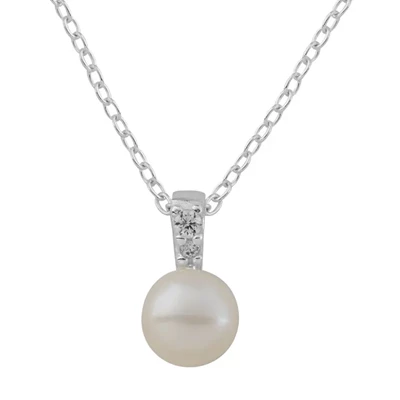 Sterling Silver Freshwater Pearl Pendant Chain Necklace