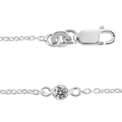 Sterling Silver 7 inch CZ Link Cable Chain Bracelet