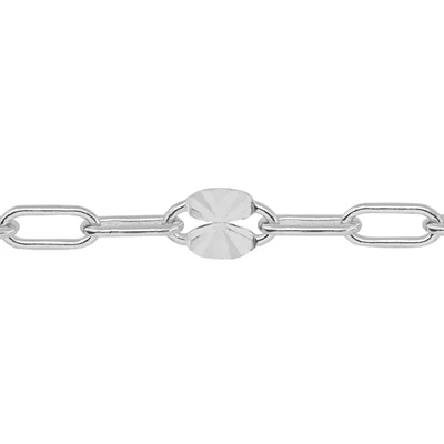 Sterling Silver Alternating Starburst Paperclip Chain Footage