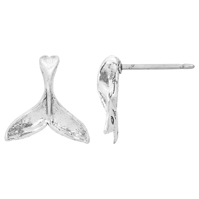Sterling Silver Whale Tail Post Earrings