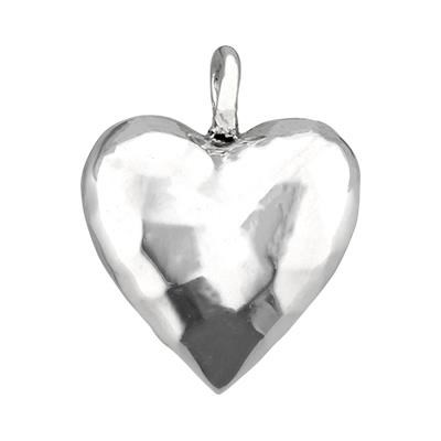 Sterling Silver Hammered Puff Heart Charm