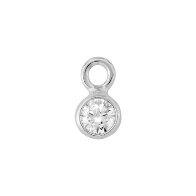 Sterling Silver 3mm CZ Bezel Drop Charm