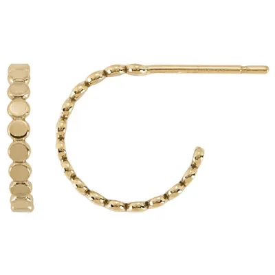 Gold-Filled 12mm Beaded Hoop Post Earrings