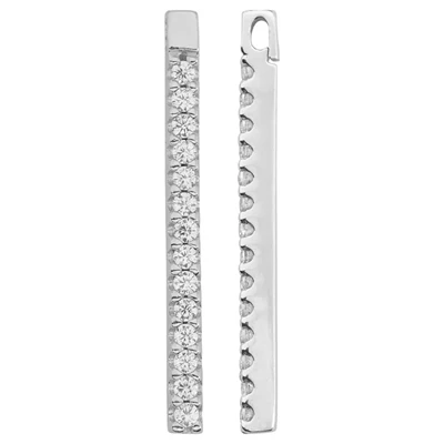 Sterling Silver Pave CZ Long Bar Drop