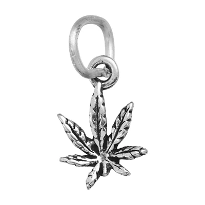 Sterling Silver Tiny Marijuana Leaf Charm