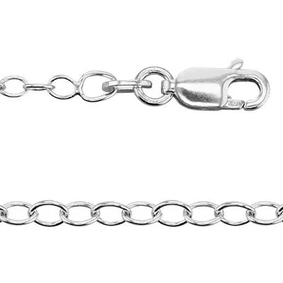 Sterling Silver 18 inch 2.3mm Open Cable Chain with Lobster Clasp