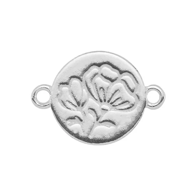 Sterling Silver Poppy Circle Tag Link