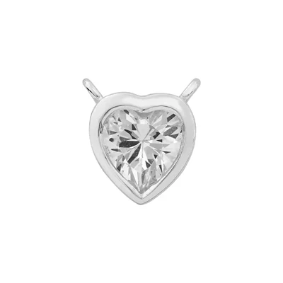 Sterling Silver Bezel CZ Heart Pendant Link