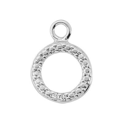 Sterling Silver Tiny Circle Charm CZ Accents