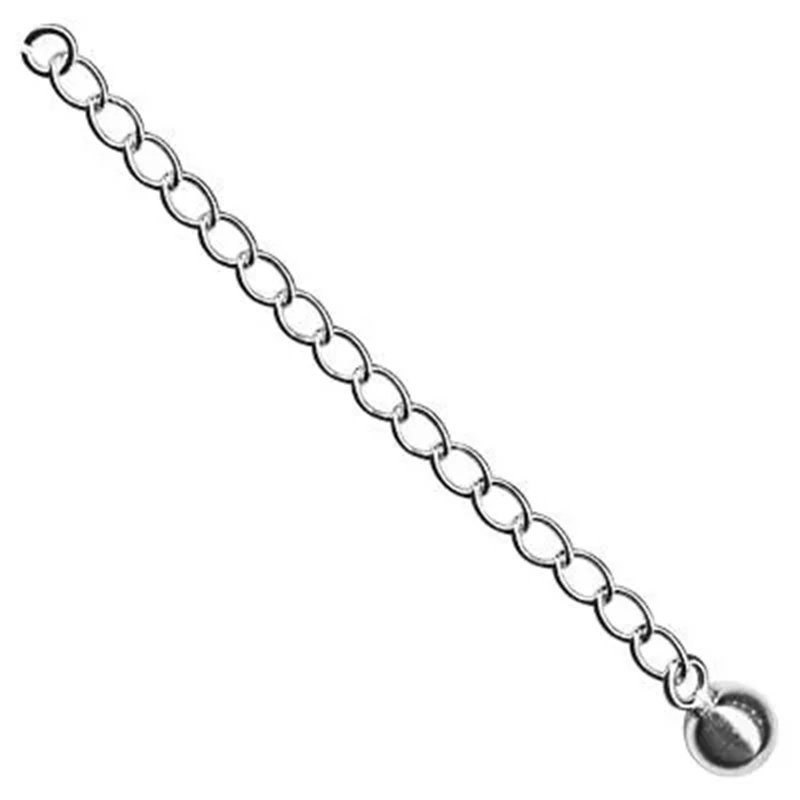 Sterling Silver Necklace Extender Chains Bracelet Extension w/ Smart Ball  A2132