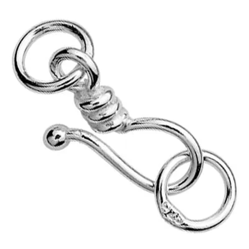 4x Sterling S Hook Clasps Eye Clasp Buckle Durable 12mm Jewelry Clasps Hooks  for Chain, Jewelry Making Findings, DIY Components without Jump Rings 