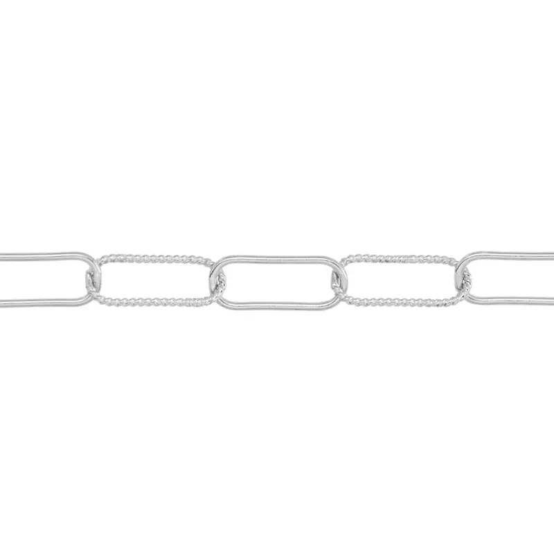 Sterling Silver Paperclip Alternating Twist Chain Footage