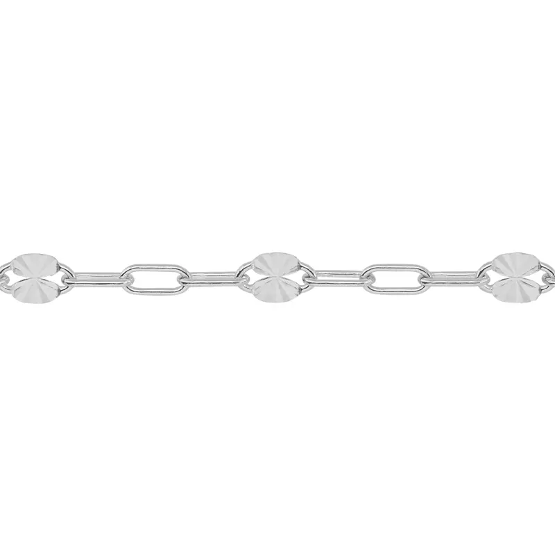Sterling Silver Alternating Starburst Paperclip Chain Footage