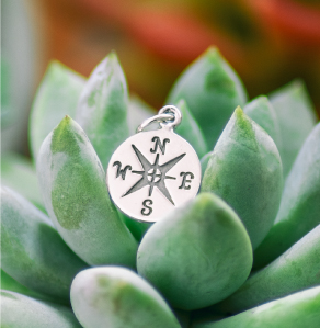 Sterling silver compass charm for jewelry