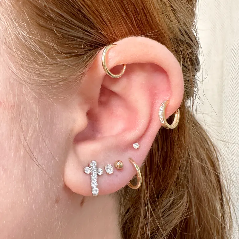 14k Gold 2mm CZ Threaded Cartilage Piercing