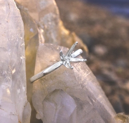 Solitaire sterling silver ring with prong setting