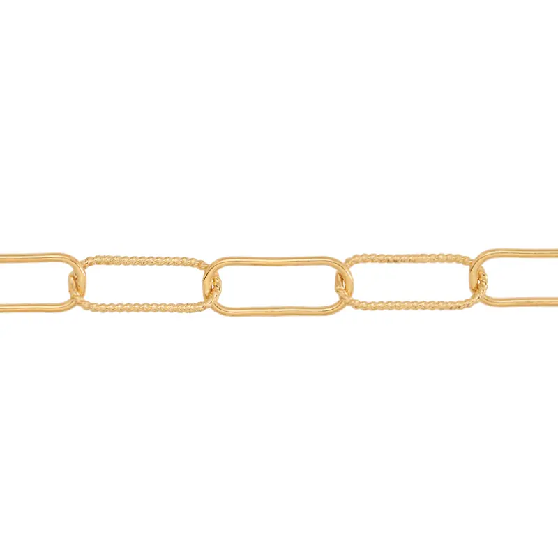 Gold-Filled Paperclip Alternating Twist Chain Footage