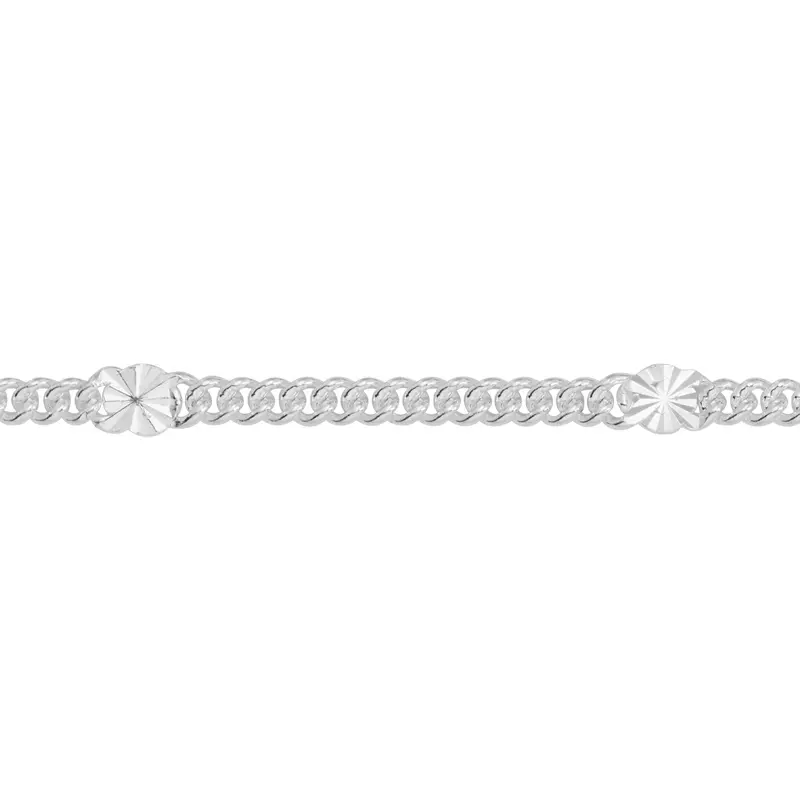 Sterling Silver Medium Saturn Curb Chain with Sunburst Discs Footage