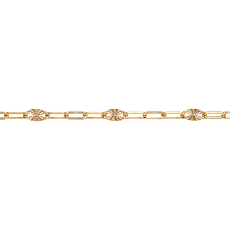 Gold-Filled Small Alternating Starburst Paperclip Chain Footage